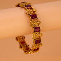 Antique Gold Plated Square Stone Lakshmi Kasu Bangle