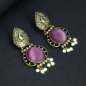 Fashion Golden Oxidized Monalisa Stone Earrings