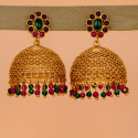 Elegant Kemp Stone Big Matte Jhumka Earrings