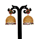 Elegant Kemp Stone Big Matte Jhumka Earrings
