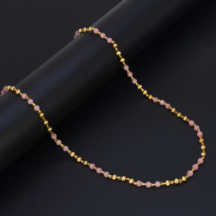 Exquisite Golden Beads Pink Pearl Chain