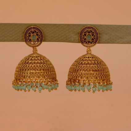 Antique Matte Big Filigree Jhumka Earrings