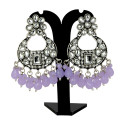 Oxidized Silver Floral Chandbali Crystal Earrings