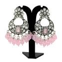Oxidized Silver Floral Chandbali Crystal Earrings