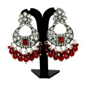 Oxidized Silver Floral Chandbali Crystal Earrings