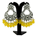 Oxidized Silver Floral Chandbali Crystal Earrings