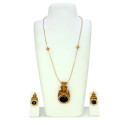 Gorgeous Matte Lakshmi Black CZ Pendant Necklace Set
