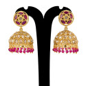 Stylish Kundan Stone Antique Gold Plated Jhumka Earrings