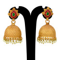 Antique Gold Plated Matte Jhumka Jimikki with Pearls