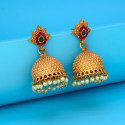 Antique Gold Plated Matte Jhumka Jimikki with Pearls