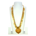 Gold Plated Ruby Emerald Lakshmi Kasu Haram With Pendant