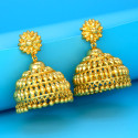 Designer Big Golden Bridal Jumkas With Golden Bead Hangings