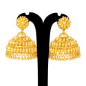 Designer Big Golden Bridal Jumkas With Golden Bead Hanging