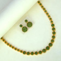 Striking Premium Gold Plated Round Emerald Necklace Set