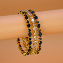 Sparkling Gold Plated Oval and Round Stone Bangle