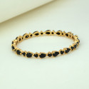 Sparkling Gold Plated Oval and Round Stone Bangle