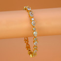 Sparkling Gold Plated Oval and Round Stone Bangle