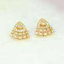 Stylish Gold-Plated Triangle Fan Stone Stud Earrings