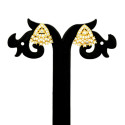 Stylish Gold-Plated Triangle Fan Stone Stud Earrings