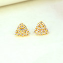 Stylish Gold-Plated Triangle Fan Stone Stud Earrings