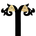 Stylish Gold-Plated Triangle Fan Stone Stud Earrings