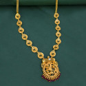 Gold Plated Floral Stone Beaded Pendant Long Chain