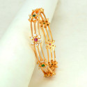 Trendy Gold Plated Floral Stones Thin Layer Bangle