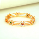 Trendy Gold Plated Floral Stones Thin Layer Bangle