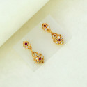 Small Gold Plated CZ Ruby Drop Earrings For Girls