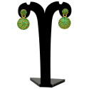 Elegant Gold Plated Disc Stone Drop Earrings