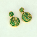 Elegant Gold Plated Disc Stone Drop Earrings