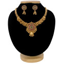 Antique Gold Plated Kemp Stone Beaded Necklace Set