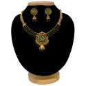 Antique Gold Plated Kemp Stone Beaded Necklace Set