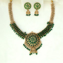 Antique Gold Plated Kemp Stone Beaded Necklace Set