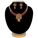 Antique Gold Plated Kemp Stone Beaded Necklace Set