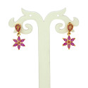 Charming Gold-Plated Ruby Floral Drop Earrings