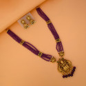 Antique Gold Lakshmi Pendant Beaded Long Necklace Set
