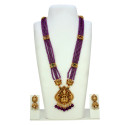 Antique Gold Lakshmi Pendant Beaded Long Necklace Set