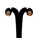Stunning Gold Plated Ruby Stone Mango Paisley Ear Studs