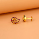 Stunning Gold Plated Ruby Stone Mango Paisley Ear Studs