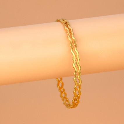 Delicate Gold Plated Wave Pattern Bangles