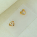 Cute Small Gold Plated CZ Heart Ear Studs