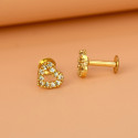 Cute Small Gold Plated CZ Heart Ear Studs