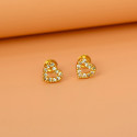 Cute Small Gold Plated CZ Heart Ear Studs