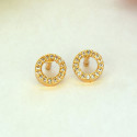 Trendy Gold Plated Circular Cubic Zirconia Ear Studs
