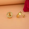 Trendy Gold Plated Circular Cubic Zirconia Ear Studs