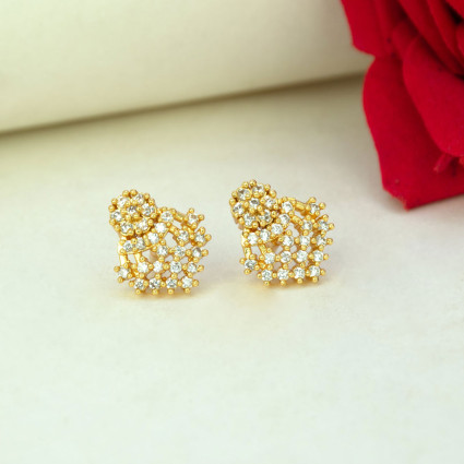 Opulent Gold-Plated Floral CZ Stud Earrings