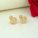 Opulent Gold-Plated Floral CZ Stud Earrings