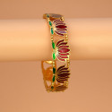 Matte Gold Plated Lotus Enamel Bangle