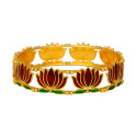 Matte Gold Plated Lotus Enamel Bangle